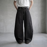 ヒッコリーバレルレッグワイドデニム【カーブパンツ】840806