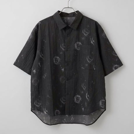 シアサッカー総柄シャツ【ワイドシルエット】　63702301   BK1