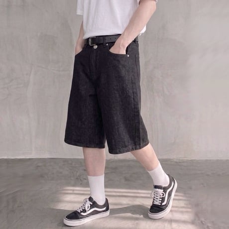 デニムショートパンツ【ハーフパンツ】　F0603-205 BK