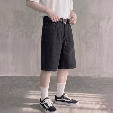 デニムショートパンツ【ハーフパンツ】　F0603-205 BK