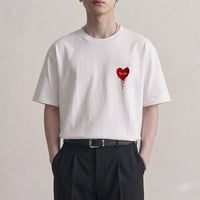 抗菌冷感 HEART刺繍 Tシャツ【リラックスフィット / ユニセックス】 262-3166
