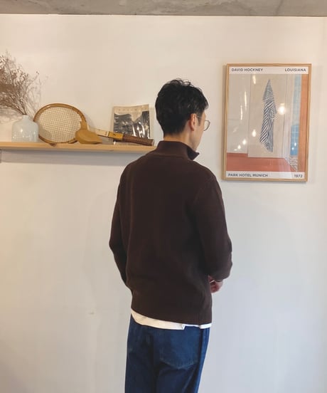 MANUAL ALPHABET マニュアルアルファベット（ユニセックス）/　ALL TIME KNIT RIB ZIP　【コーヒー】