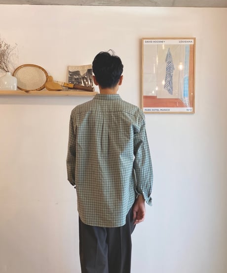 MANUAL ALPHABET マニュアルアルファベット（ユニセックス）/ BRUSHED TWILL CHECK LOOSE FIT R/C SHIRTS 【グリーン×ベージュチェック】