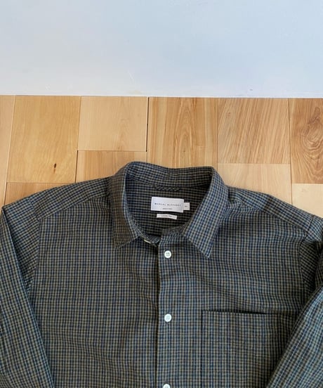 MANUAL ALPHABET マニュアルアルファベット（ユニセックス）/ BRUSHED TWILL CHECK LOOSE FIT R/C SHIRTS 【オリーブ×ネイビーチェック】