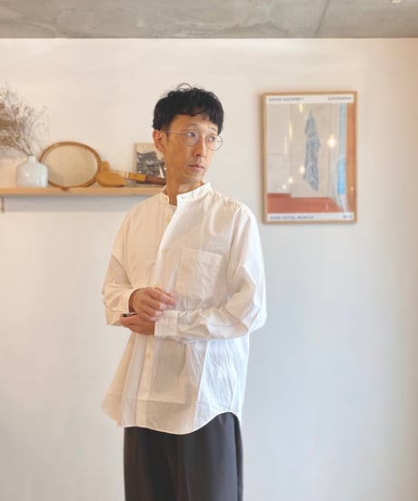 MANUAL ALPHABET マニュアルアルファベット（ユニセックス）/ WASHER TYPEWRITER LOOSE FIT B/C SHIRTS 【ホワイト】
