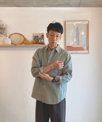 MANUAL ALPHABET マニュアルアルファベット（ユニセックス）/ BRUSHED TWILL CHECK LOOSE FIT R/C SHIRTS 【グリーン×ベージュチェック】