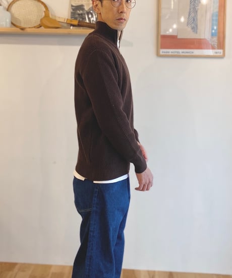 MANUAL ALPHABET マニュアルアルファベット（ユニセックス）/　ALL TIME KNIT RIB ZIP　【コーヒー】