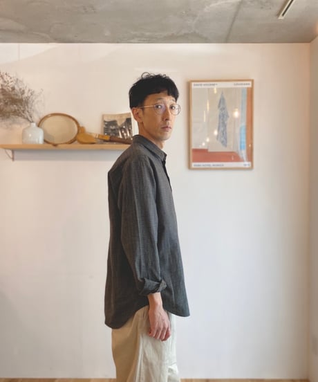MANUAL ALPHABET マニュアルアルファベット（ユニセックス）/ BRUSHED TWILL CHECK LOOSE FIT R/C SHIRTS 【オリーブ×ネイビーチェック】