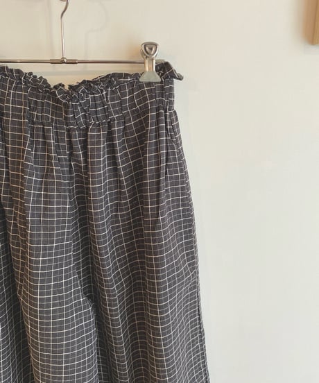 CLASKA "D"（レディース） / コットンチェックキュロットワイドパンツ 【ブラック】