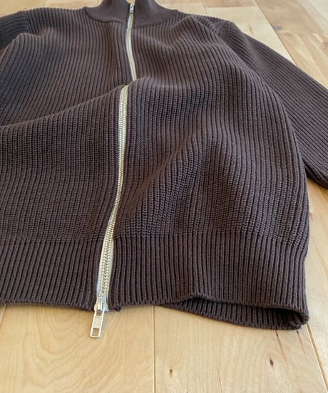 MANUAL ALPHABET マニュアルアルファベット（ユニセックス）/　ALL TIME KNIT RIB ZIP　【コーヒー】