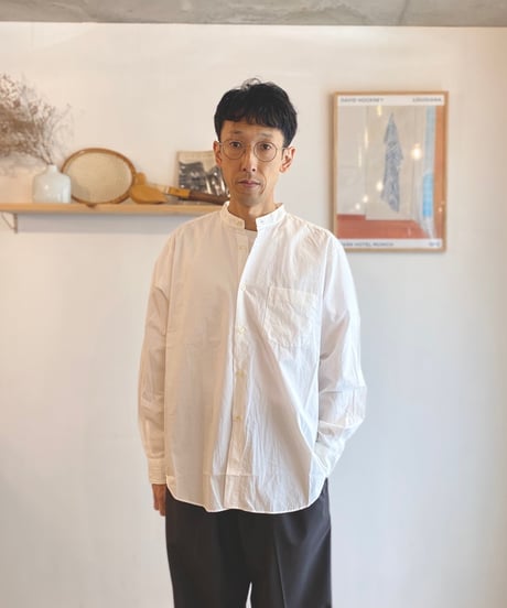 MANUAL ALPHABET マニュアルアルファベット（ユニセックス）/ WASHER TYPEWRITER LOOSE FIT B/C SHIRTS 【ホワイト】