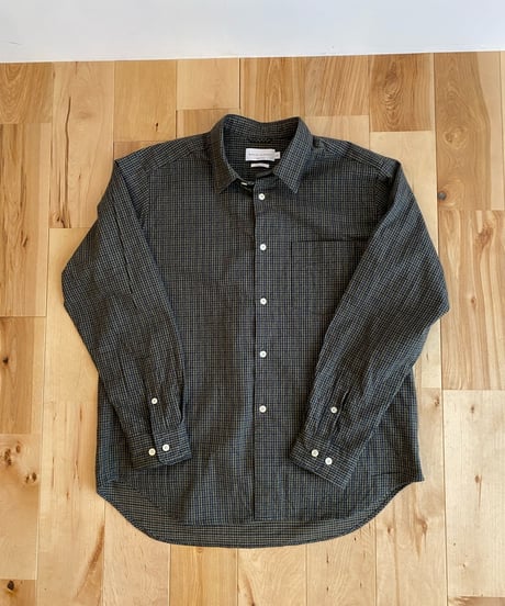 MANUAL ALPHABET マニュアルアルファベット（ユニセックス）/ BRUSHED TWILL CHECK LOOSE FIT R/C SHIRTS 【オリーブ×ネイビーチェック】