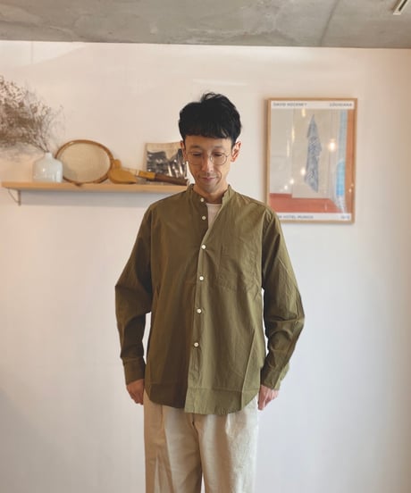 MANUAL ALPHABET マニュアルアルファベット（ユニセックス）/ WASHER TYPEWRITER LOOSE FIT B/C SHIRTS 【オリーブ】