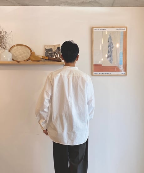 MANUAL ALPHABET マニュアルアルファベット（ユニセックス）/ WASHER TYPEWRITER LOOSE FIT B/C SHIRTS 【ホワイト】