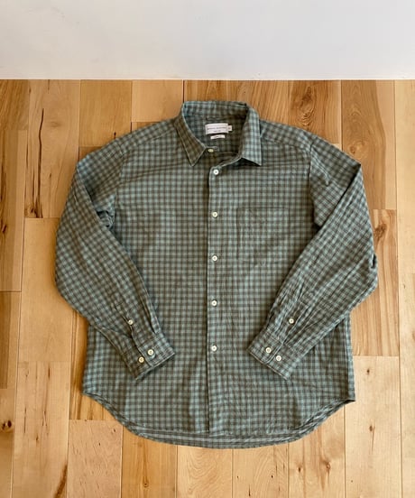MANUAL ALPHABET マニュアルアルファベット（ユニセックス）/ BRUSHED TWILL CHECK LOOSE FIT R/C SHIRTS 【グリーン×ベージュチェック】