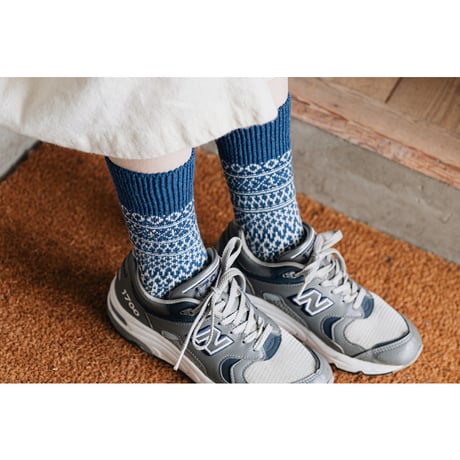 《 MEN 》 NISHIGUCHI KUTSUSHITA / ウールジャガードソックス M ( 4 colors )