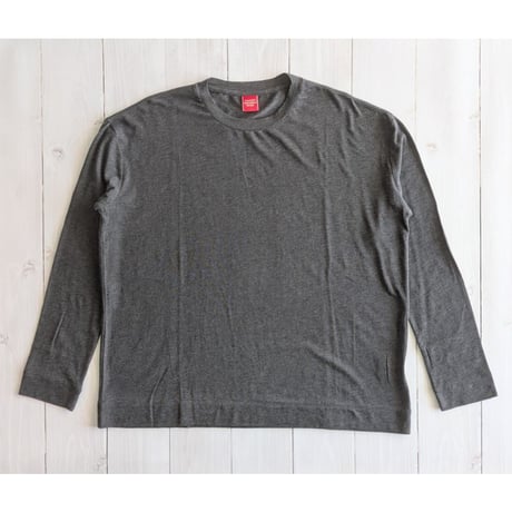 《 WOMEN 》 MANON / SOFT KNIT CREW LONG SLEEVE TEE ( CHARCOAL )