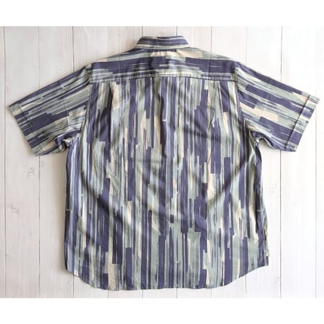 《 MEN 》 weac. / FLORIST 半袖シャツ ( GREY/NAVY STRIPE )