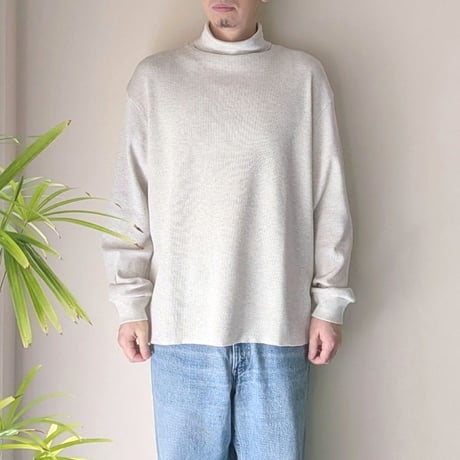 《 UNISEX 》 ämne / HIGH DENSITY WAFFLE turtle tee ( Oatmeal )