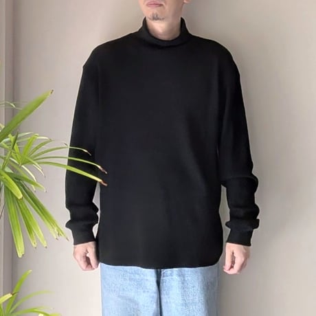 《 UNISEX 》 ämne / HIGH DENSITY WAFFLE turtle tee ( Black )
