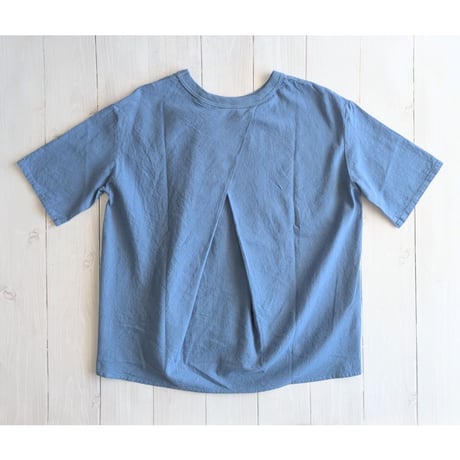 《 WOMEN 》 maillot / Linen Rich Back Tuck Shirt-Tee ( FADE BLUE )