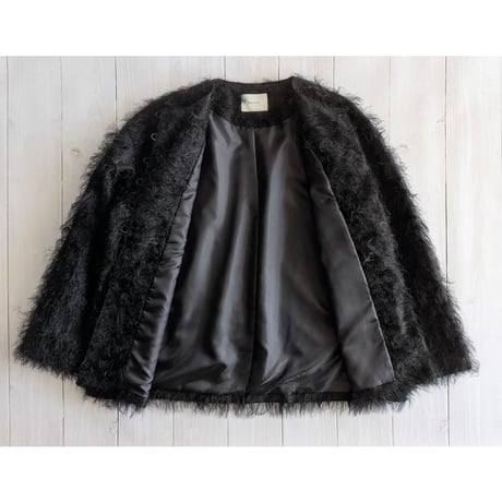 《 WOMEN 》 MANON / JACQUARD FUR JACKET ( BLACK )