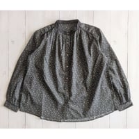 《 WOMEN 》 PONT DE CHALONS / ローズジャカードプリントギャザーブラウス ( ブラック )