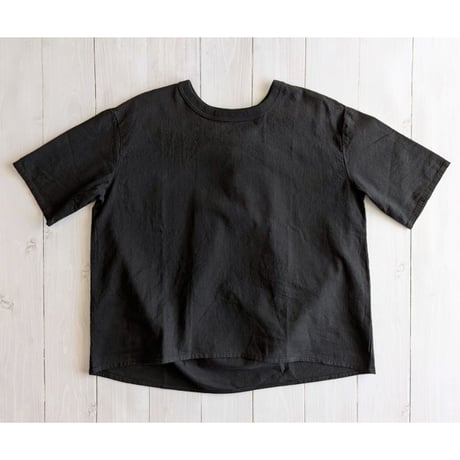 《 WOMEN 》 maillot / Linen Rich Back Tuck Shirt-Tee ( BLACK )
