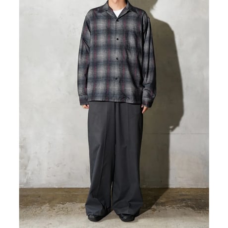 《 MEN 》 TOWNCRAFT / PRINTED COTTON NEL OMBRE CHECK SHIRT  ( GRAY )