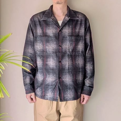 《 MEN 》 TOWNCRAFT / PRINTED COTTON NEL OMBRE CHECK SHIRT  ( GRAY )