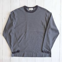 《 UNISEX 》 RINEN / 40/2天竺ボーダー クルーネック ( ネイビーベース×オフ )