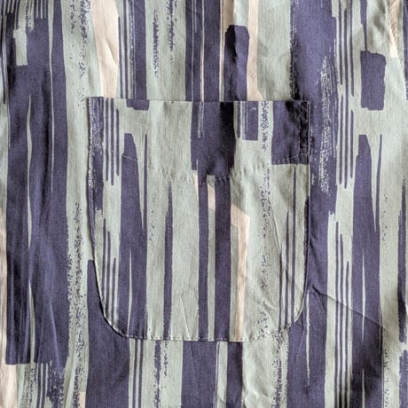 《 MEN 》 weac. / FLORIST 半袖シャツ ( GREY/NAVY STRIPE )
