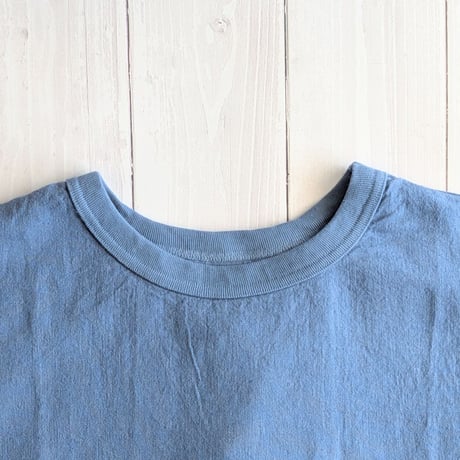 《 WOMEN 》 maillot / Linen Rich Back Tuck Shirt-Tee ( FADE BLUE )