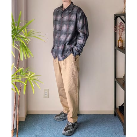 《 MEN 》 TOWNCRAFT / PRINTED COTTON NEL OMBRE CHECK SHIRT  ( GRAY )