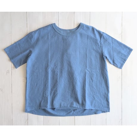 《 WOMEN 》 maillot / Linen Rich Back Tuck Shirt-Tee ( FADE BLUE )
