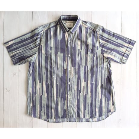 《 MEN 》 weac. / FLORIST 半袖シャツ ( GREY/NAVY STRIPE )
