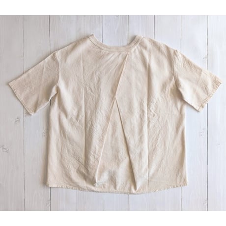 《 WOMEN 》 maillot / Linen Rich Back Tuck Shirt-Tee ( IVORY )