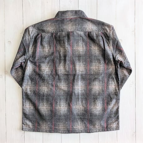《 MEN 》 TOWNCRAFT / PRINTED COTTON NEL OMBRE CHECK SHIRT  ( GRAY )