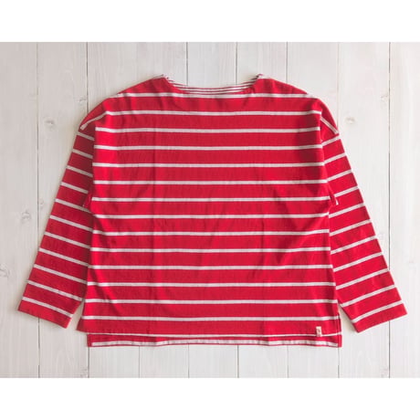 《 WOMEN 》 PONT DE CHALONS / レトロボーダー長袖プルオーバー ( レッド )