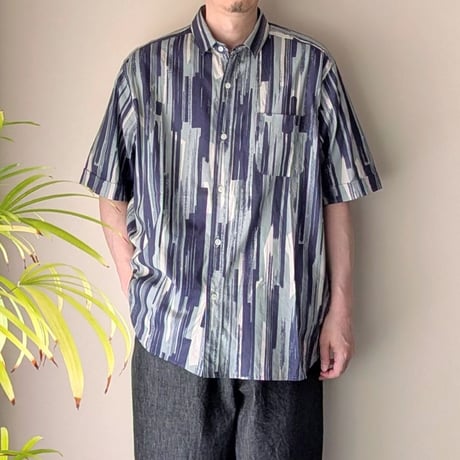 《 MEN 》 weac. / FLORIST 半袖シャツ ( GREY/NAVY STRIPE )