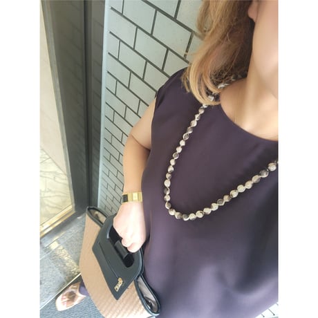 【セットアップ可能】フレンチスリーブ美シルエット　　チャコール　ブラウン