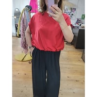 裾ギャザーカットソー　赤レッド