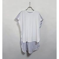 バックストライプチュニックTシャツ　白ホワイト