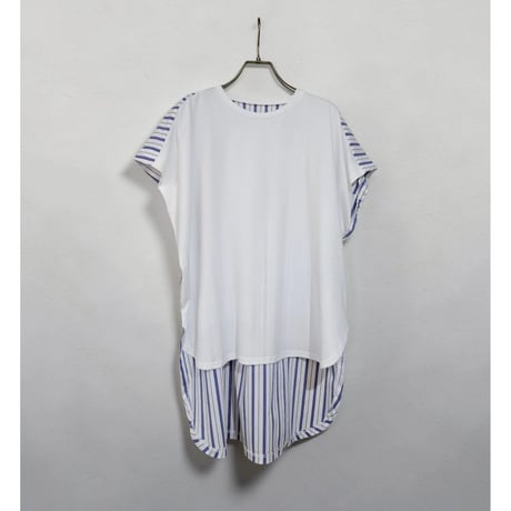バックストライプチュニックTシャツ　白ホワイト