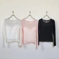 インナー付きシアーカットソー　白ホワイト　ピンク　黒ブラック
