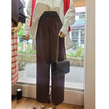 2タックワイドパンツ　チョコレートブラウン　黒ブラック