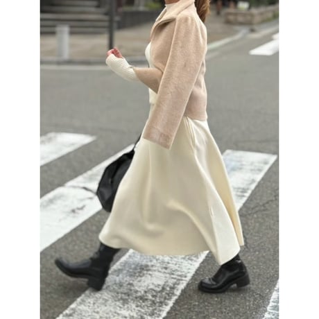 襟付きリバーシブルムートンショートムートン　ベージュ