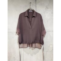 シアーミックスシャツ　ブラウン