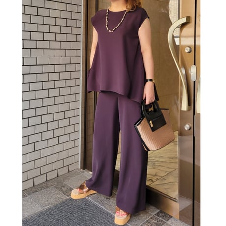 【セットアップ可能】ワイドパンツ　チャコール　ブラウン