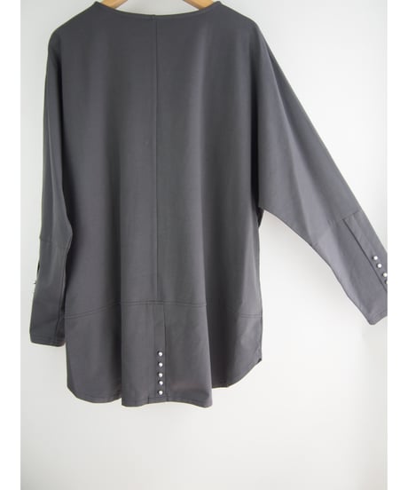 「綿ストレッチ＋パール」ドルマンスリーブチュニックティーシャツ
